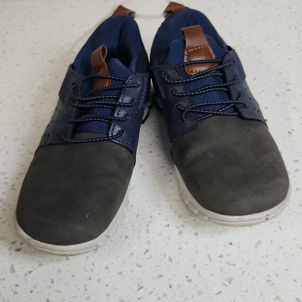 Deer Stags Navy and Brown Kids Sneakers Memory Foam